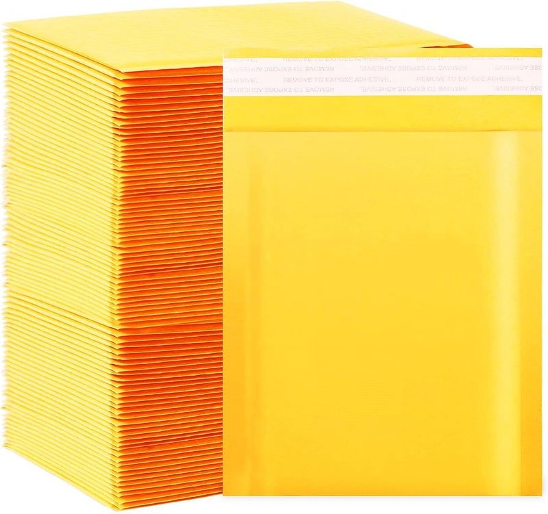 packbabol Kraft bubble mailers 6x9 Inch 200 Pack,Self-Sealing Paper Envelopes for Packaging,Strong Adhesion Envelope Mailers, Small Waterproof Cushioned Padded Shipping Bags Yellow #0 - Image 1